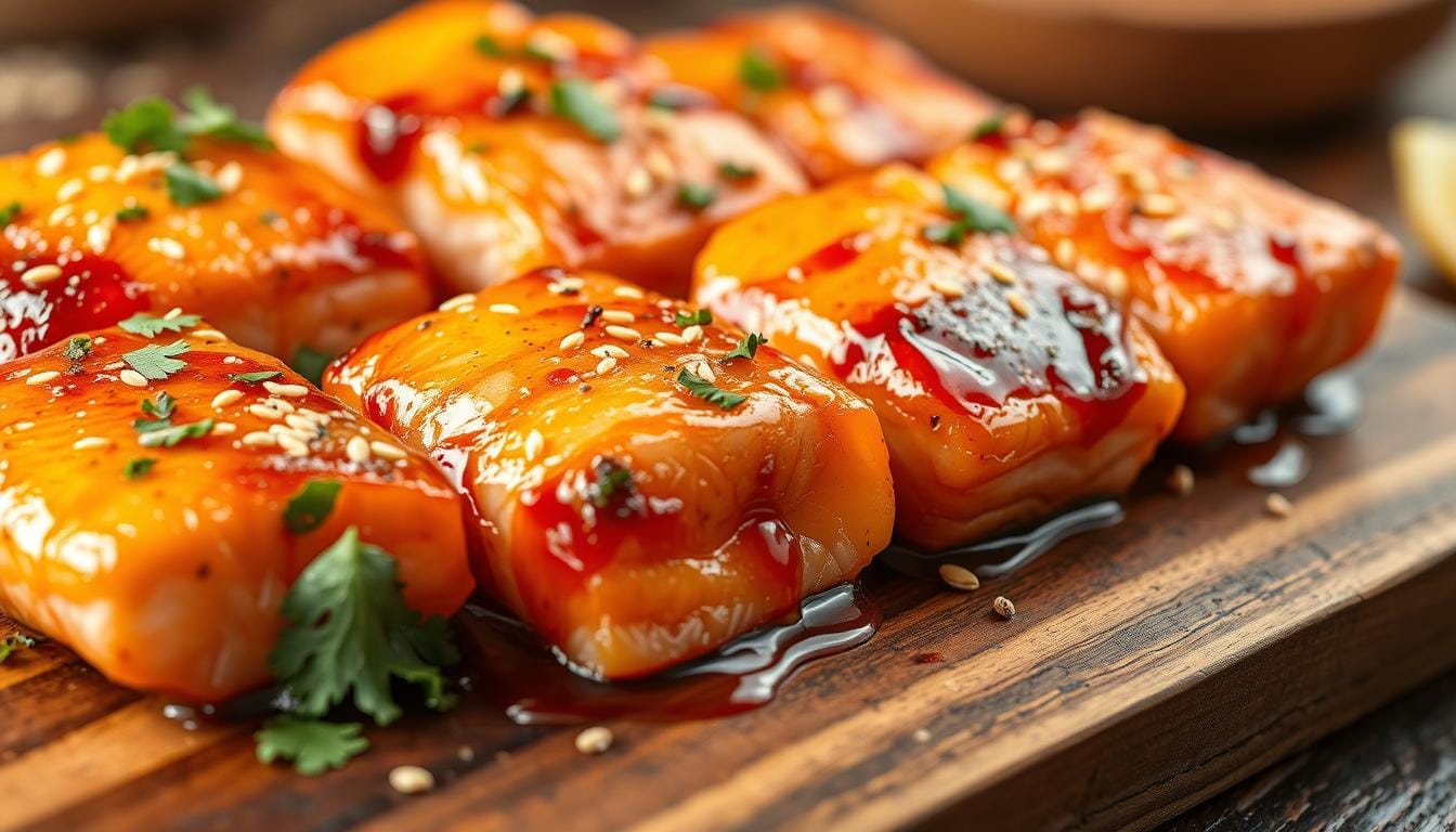 Honey Garlic Salmon Bites